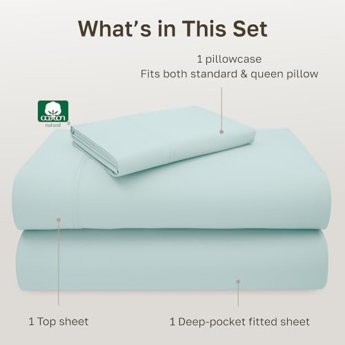 California Design Den Twin Sheet Set - 600 Thread Count Sateen, 100% Cotton Sheets, Deep Pockets with All Around Elastic, Snug Fit, Durable Bedding Set - Aqua - color: 21 - Aqua, size: Twin
