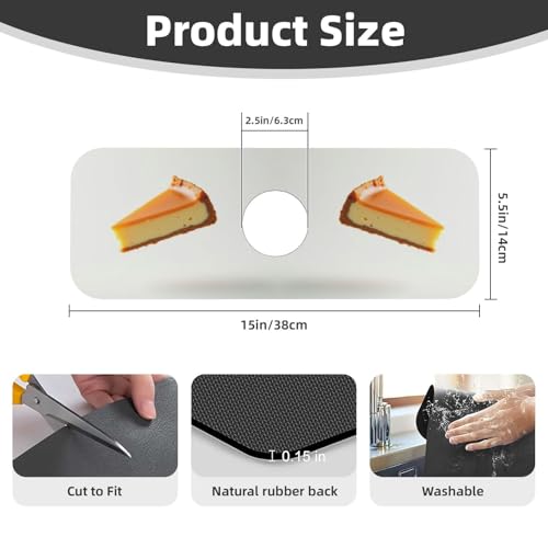 Sink Faucet Mat Cheesecake Kitchen Splash Guard Absorbent Bathroom Sink Mat Around Faucet 15" x 5.5" Drying Mats Stone Draining Mat