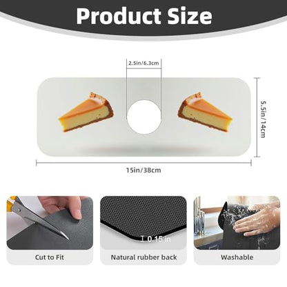 Sink Faucet Mat Cheesecake Kitchen Splash Guard Absorbent Bathroom Sink Mat Around Faucet 15" x 5.5" Drying Mats Stone Draining Mat