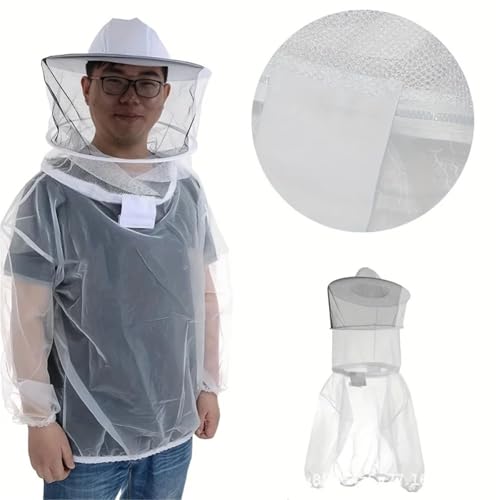 Mosquito Suits For Adult 2Pcs Breathable & Durable Men's Beekeeper Suit - Professional Transparent Protective Jacket with Hooded Veil for Safe Beekeeping