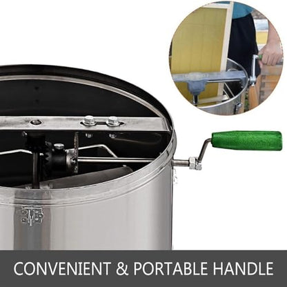 Manual Honey Extractor, 2 Frames Honey Spinner Extractor, 35×75cm Stainless Steel Beekeeping Extraction, Honeycomb Drum Spinner with Lid, Apiary Centrifuge Equipment