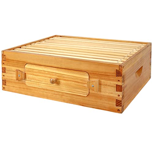 BeeCastle 10 Frame Medium Bee Hive Box, Langstroth Beehive Box, Beeswax Coated Medium Bee Box Sections of Wood for Beehives with Beehive Frames and Beeswaxed Foundations(Unassembled) - size: 1 Super Box