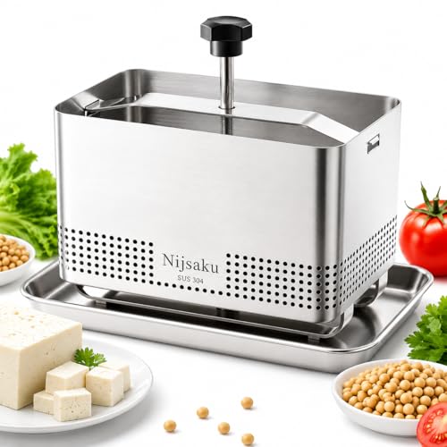 Tofu Press Stainless Steel Tofu Press & Paneer Maker - Cheese Press for Homemade Tofu, Paneer, Vegan Cheese - Heavy Duty Easy-to-Use Kitchen Tool with Adjustable Pressure BPA Free (Dishwasher Safe) - size: 6.3 x 4.72 in