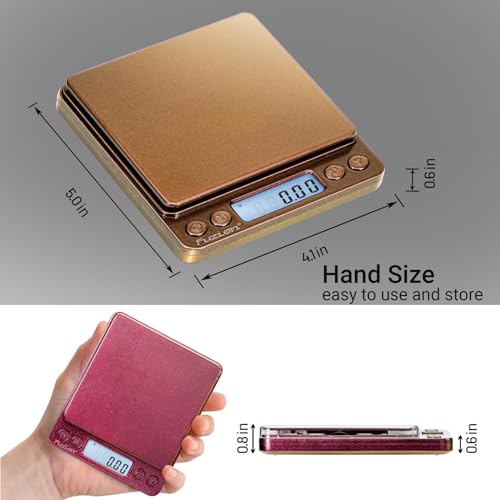 Fuzion Digital Scale .01 Gram Accuracy, 500g Mini Food Scales for Small Jewelry, Gold, Herb, Spice - Weight Gram and Oz - color: Ombré Gold-Pink