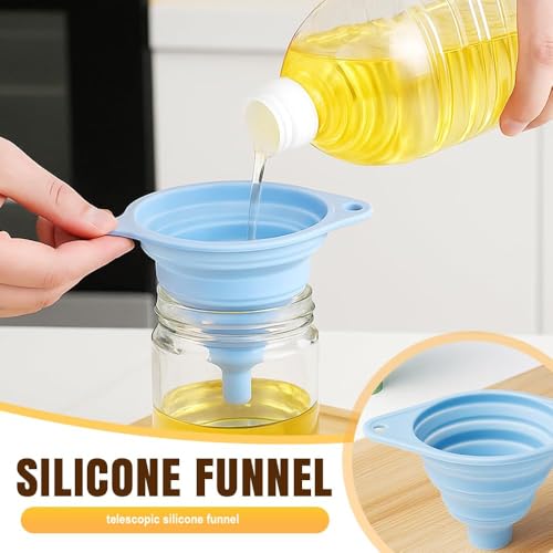 Kitchen Funnel Set 3 Pack, Food Grade Silicone Collapsible Small Funnels for Kitchen, Space-Saving Foldable Funnels for Filling Bottles, Oil, Liquid, Powder (Grey) - color: Grey