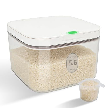 Airtight Rice Container with Measuring Cup, BPA-Free Clear PET Plastic Food Storage Container Pantry Organizers and Storage Sugar Cookies Flour Rice Container (5.6 L / 5.92 QT) - size: 5.6 L / 5.92 QT