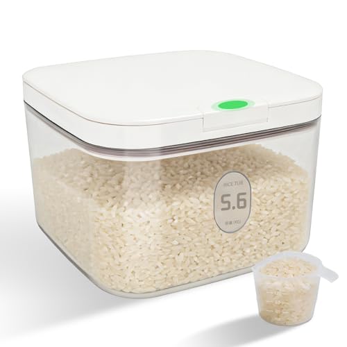 Airtight Rice Container with Measuring Cup, BPA-Free Clear PET Plastic Food Storage Container Pantry Organizers and Storage Sugar Cookies Flour Rice Container (5.6 L / 5.92 QT) - size: 5.6 L / 5.92 QT
