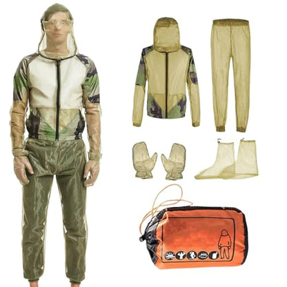 Mosquito Suits For Adult Women Full Body Fly Suit Breathable Jacket Pants Gloves Set for Beekeeping Gardening Camping - size: Large
