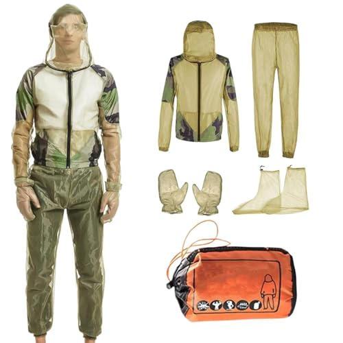Mosquito Suits For Adult Women Full Body Fly Suit Breathable Jacket Pants Gloves Set for Beekeeping Gardening Camping - size: Medium
