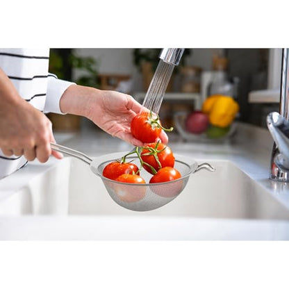 HIC Kitchen Fine Double Mesh Strainer, 18/8 Stainless Steel, 7-Inch, For Sifting Baking Ingredients, Straining, And Draining Stocks, Soups, And Sauces, Set of 2 - size: Double Mesh, 7-Inch, Set/2