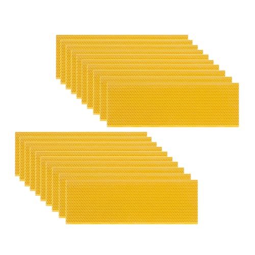 Honey Lake 20-Pack Medium Beehive Foundation Sheets for Langstroth Frames, Beeswax Coated Food-Grade Plastic, Honeycomb Pattern Beekeeping Foundation (Yellow) - color: 20-Medium-Yellow