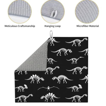 Black Dinosaur Skeletons Dish Drying Mats for Kitchen Counter, Super Absorbent Microfiber Drainer Pad, Washable Reversible Appliance Protector, Everyday Kitchen Must-Have, 16x18 Inch - color: Black Dinosaur Skeletons