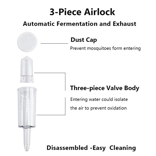 6 Packs 3 Piece Airlocks for Fermenting with #6 Stoppers and Grommets, Air Lock Ferment for Beer Wine Making, Home Brew Bubble Airlock for Fermentation Carboy (6 Airlock+4 Bung+8 Grommet Set)