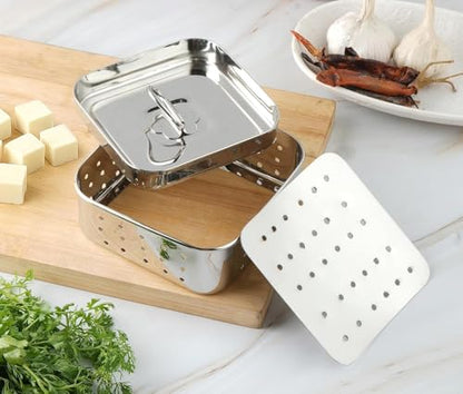 Stainless Steel Square Shape Paneer/Tofu/Cheese Maker/Mould Machine Hard Presse Mold KIt For Paneer/Cheese Making (350ml)