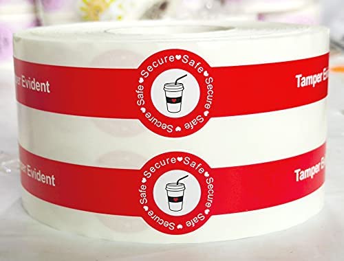 Tamper Evident Seals Stickers for Drink Lids Food Delivery Safety Labels | Waterproof Vinyl Tamper Proof Freshness Stickers for Coffee Shop Bakery Small Business Takeout Cups Secure Seal