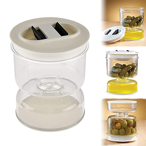 Pickle and Olive Hourglass jar, Pickle Flip Jar Separated from Wet and Dry, Pickle Jar with Strainer Flip, Juice Separator, for Airtight Food Storage (1PCS)