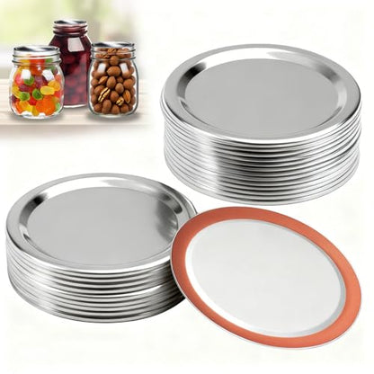 Zivif 20 Packs Mason Jar Metal Lids, 10 Wide Mouth (83mm) & 10 Regular Mouth (68mm), Leak-Proof Airtight Lids with Silicone Seal for Canning, Storage & Fermentation