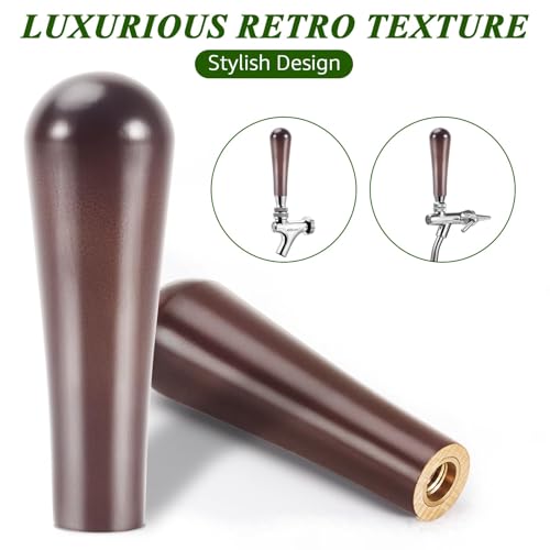 MRbrew 2 Pcs Solid Wood Beer Tap Handle with 3/8" Thread, 3" Brown Cylinder Beer Faucet Handle Comfort Grip for Kegerator Faucets, Homebrew, Kegerators and Bars