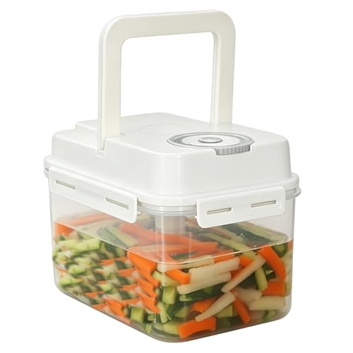 Kimchi Container, Fermentation Box with Press Plate and Date Dial, Plastic Pickle Keeper with Silicone Sealing Ring, Handle and Locking Clips for Sauerkraut, Pickles, Refrigerator Storage
