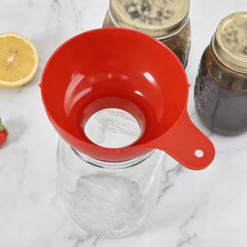 Wide Mouth Plastic Funnel Canning Funnels for Filling Mason Jars Cooking Kitchen Accessories for Filling Bottles Transferring Liquid Dry Ingredients Oil Coffee Beans Spice Blends (Red) - color: Red-1pc