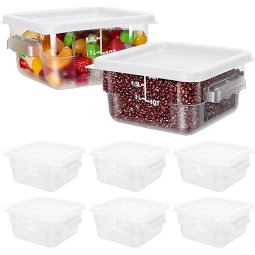 Lallisa 8 Pcs 2 Quart Food Storage Containers with Lids Clear Square Polycarbonate Marinating Container Dough Bucket with Lid (White) - color: White