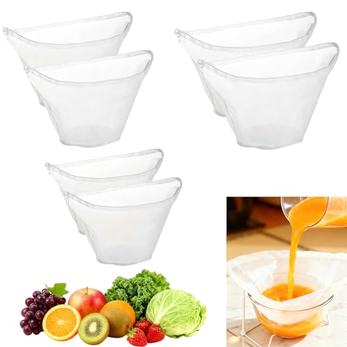 6PCS Cheese Cloth Filling Squeeze Nylon Bags, Bowl-shaped reusable nylon cheese cloth filter bag, Ultra Fine Mesh Strainer Bags, suitable for nut milk, juice, soy milk, dumpling fillings (S, M, L) - color: 6PCS (S, M, L)