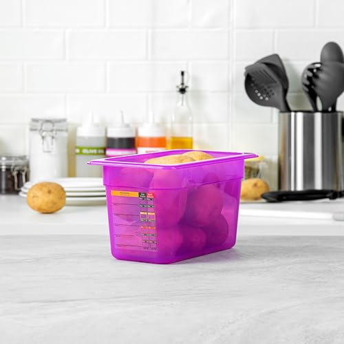 Restaurantware Food Storage Container 1 Pack of 3.9 qt Plastic Stackable Microwave-Safe Bin Dishwasher Safe Freezer Safe Purple Containers for Kitchen Storage - size: 1/4 Size