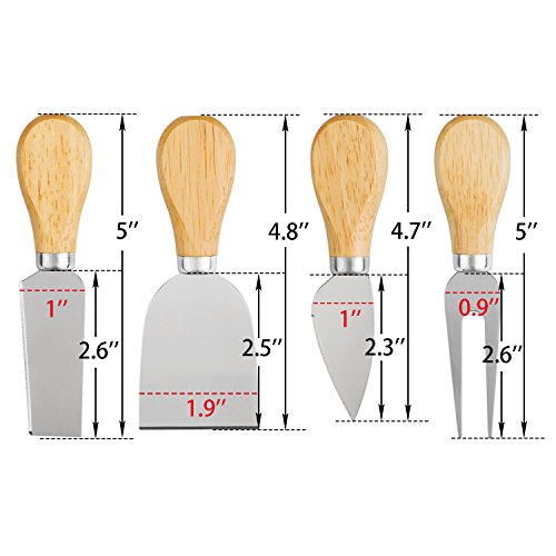 4 Cheese Knives Set - Cheese Knife,Cheese Fork,Cheese Slicer,Butter Knife - Mini Premium Stainless Steel Cheese Knife Set - Cheese Knives for Charcuterie Board - Charcuterie Boards Accessories - color: Silver