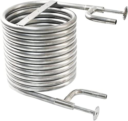 Counterflow Wort Chiller - Homebrew Beer Cooler 14' Stainless Steel Beer Cooling Coil Pipe with 2 Out Channel (3/4'' & 1/2'' Thread)