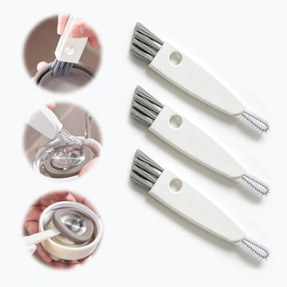 3 in 1 Cup Lid Cleaning Brush, 3 Pack 180° Rotating Water Bottle Lid Cleaner with Dual Brushes & Seal Ring Remover for Tumbler Lids, Straw Openings, Travel Mugs and Sippy Cups