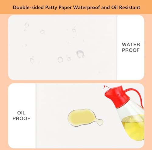 100Pcs 6" x 6" Unbleached Parchment Paper, Burger Patty Paper, Non-Stick Squares Wax Paper Sheets for Seperating Patty, Cookies, Baking, Wrapping Candies - color: White Square, size: 6"X6" 100Pcs