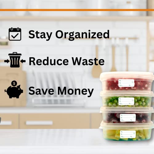 2x1 Removable Freezer Food Labels Stickers for Containers, 250 Waterproof Label Stickers for Jars, Removable Labels for Storage Bins, with Easy Peel-Off (250, Green)
