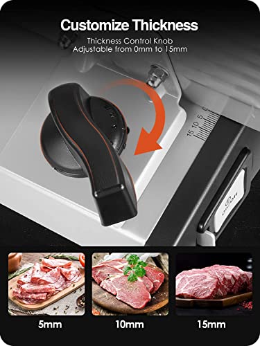 OSTBA Electric Deli Meat Slicer, 200W Food Slicer with 0-15mm Adjustable Thickness, 7.5” Removable Stainless Steel Blade & Food Carriage, Child Safety Lock, Easy to Clean - For Home Use - size: 7.5"x1 Blades-200 watts