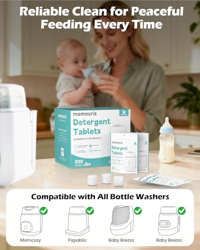 300PCS Official Detergent Cleaning Tablets: for Baby Brezza Grownsy Papablic Momfann Bottle Washer - Baby Bottle Washer Tablets for All Brands Bottles Washers Machines - size: 1 Count (Pack of 300)