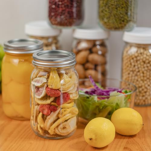 Yodecy 4 Pcs 32 oz Clear Wide Mouth Mason Jars with Airtight Lids and White Plastic Lids, Canning Jars for Overnight Oats, Food Storage and More - color: clear