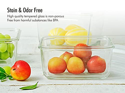 GLASSLOCK 61 Oz Glass Food Storage set of 2 – Large Capacity, Airtight & Leak-Proof, BPA Free Lid with Carry Handle, Microwave, Dishwasher, Fridge & Freezer Safe, Marinating, Sauce, Fruit Storage