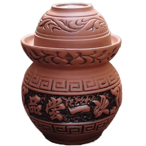 Mini Small Size Kimchi Jar, Handmade Clay Fermentation Tank, Old Traditional Water Seal Design, Pickled Beans and Garlic(1.5kg) - size: 1.5kg