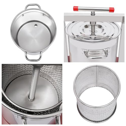 Fruit Wine Press 3.5 Gallon Stainless Steel 100% Nature Juice Making | Manual Juice Maker, Apple Grape Berry Vegetables Crusher, Olive Oil Cider Wine Making Press Machine - color: 3.5Gallon