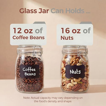 HomArtist 32 oz Wide Mouth Glass Jars with Airtigh Lids, 4 Pack Glass Pickling Jars for Canning, Fermenting, Large Mason Storage Container for Coffee, Flour, Sugar, Pasta - color: 32 floz Set-4Pack
