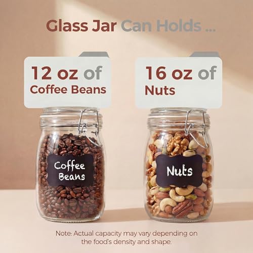 HomArtist 32 oz Wide Mouth Glass Jars with Airtigh Lids, 4 Pack Glass Pickling Jars for Canning, Fermenting, Large Mason Storage Container for Coffee, Flour, Sugar, Pasta - color: 32 floz Set-4Pack