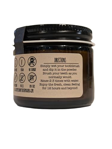 Remineralizing Vegan Fluoride Free Tooth Powder Peppermint Formula I Glass Jar I Stronger Teeth I Fresh Breath I with Xylitol