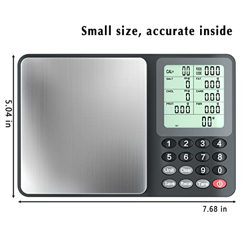 Fuzion Nutrition Food Scale, Digital Food Scale for Weight Loss, Calculating Food Facts, Macro, Calorie, Meal Prep, Portion Control, Stainless Steel - size: 7.7x5.0in
