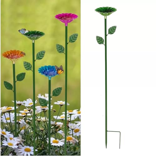 Bee Watering Station - Metal Bee Bath for Garden Water Feeder with Flower Design, Colorful Butterfly Bee Bath Bowl for Outdoor Garden Yard Decor (Green) - color: Green