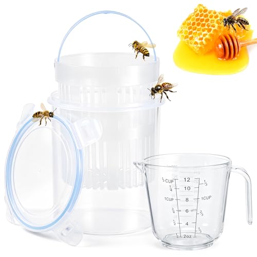 Qualirey Large Varroa Mite Detection Jar and Measuring Cup Leak Proof Varroa Checker for Helping Beekeepers Easily Count and Monitor (5.12 x 5.91 Inches) - size: Large
