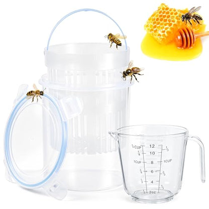 Qualirey Large Varroa Mite Detection Jar and Measuring Cup Leak Proof Varroa Checker for Helping Beekeepers Easily Count and Monitor (5.12 x 5.91 Inches) - size: Large