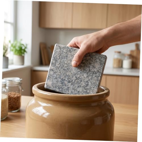Stone Fermentation Weight: Moisture Separation Cabbage Press Stone Fermenting Tools for Pickled Vegetables Canister Food Preservation, 5.9x5.9x2in - color: Dark Gray