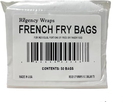 Regency Wraps Grease-Resistant French Fry Bags, Snack Pouches, 50 Pack - size: Pack of 50, style: French Fry Bag