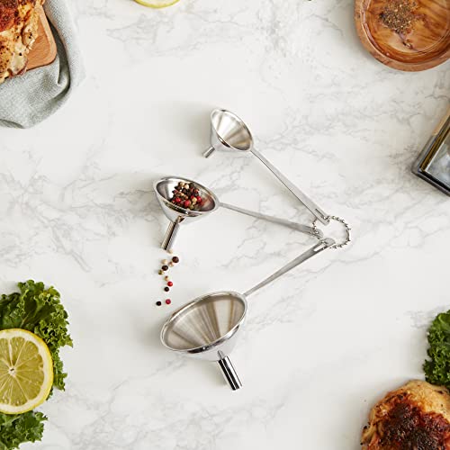 RSVP International Endurance Collection Kitchen Spice Jar/Oil Bottle Funnel, Stainless Steel and Dishwasher Safe, Mini Set, Various Sizes - size: Mini Set, Various Sizes (Pack of 1)