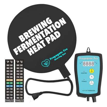 Brewing & Fermentation Heat Pad with Heating Thermostat - 10" Sourdough Starter Warmer Mat, Beer & Wine Fermenting - Heating Mat for Kombucha Jar, Carboy, Glass Jar, Fermentors with Heater Temp Strip - size: 10" Heat Mat + Heating Thermostat