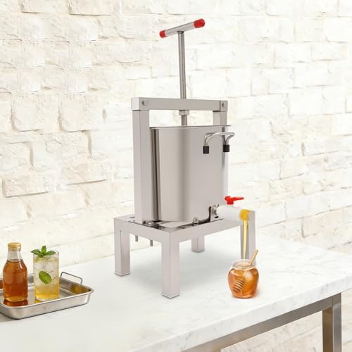 DIY Large Fruit Honey Presser and Cider, Grape Press Extractor Stainless Steel Pressing 2.6gal/10L Manual Wine Presser for Wine and Juice Making